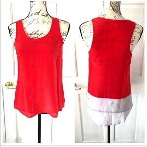 Maeve Silk Sleeveless Tank Top Blouse Pink Red 2